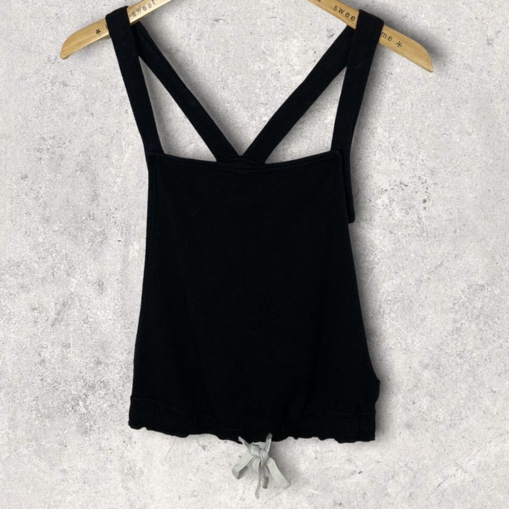Monrow Maternity Tank Top Black Stretch Jersey Size Small Tie Front Adjustable S - Picture 2 of 9